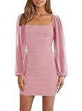 Wenrine Damen Kleider Party Cocktail Club Bodycon Kleid Hochzeitsgast Mesh...