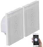 Luminea Home Control WLAN Lichtschalter: 2er-Set Touch-Lichtschalter & Dimmer,...
