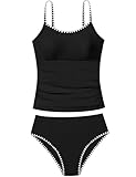 TyeSmo Mädchen-Badeanzug, einfarbig, Tankini, Kontrastbesatz, Bademode,...