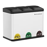 SONGMICS Mülleimer Küche, Mülltrennsystem 3 Fächer, Abfalleimer, 45 Liter...