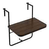 FANTASK Balkontisch zum Einhängen, klappbarer Balkonhängetisch mit 3-stufig...