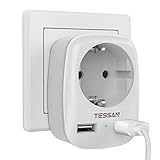 TESSAN USB Steckdose, Steckdose 4000W mit 2 USB Anschluss 2.4A,...