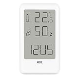 ADE Thermometer mit Luftfeuchtigkeitsmesser innen | digitale Badezimmeruhr mit...