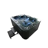 Home Deluxe - Outdoor Whirlpool - Black Marble Plus Treppe und Thermoabdeckung -...