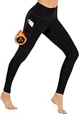 Ewedoos Thermo Leggings Damen mit Taschen mit Innenfleece Thermo Laufhose...