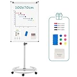 MAKELLO Flipchart 70x100cm Mobiles Whiteboard auf Rollen, Magnetisch Trocken...