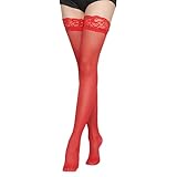 Rbleote Halterlose Strümpfe Damen Sexy, Rot Nylonstrümpfe, Stockings Sexy...