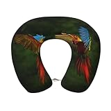 Xiso Ver Hybrid-Papagei im Wald für Reisekissen, Memory-Schaum, Nackenkissen,...