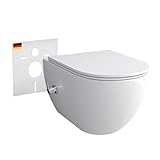 Alpenberger Bidet WC | Dusch WC Set | Hänge WC ohne Spülrand | Toilettendeckel...