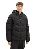 TOM TAILOR Denim Herren 1037386 Puffer-Jacke mit Kapuze, 29999-Black, XL