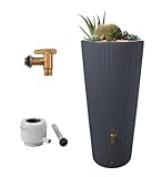 4rain Vaso 2in1 Decor Regentonne 220 Liter Graphite Grey inkl....