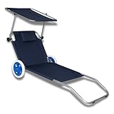 SPRINGOS Sonnenliege Klappbar mit Dach Gartenliege 51 x 146 cm Strandliege mit...