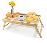 Frühstückstablett Bambus Betttablett Serviertablett Frühstück im Bett...