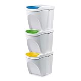 Mülleimer Abfalleimer Mülltrennsystem 75L - 3x25L Behälter Sorti Box...