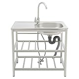 Etrhdfyts Edelstahl Küche Spüle mit Unterschrank,Spültisch mit 2...