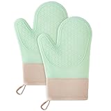 Ofenhandschuhe Hitzebestaendig,2PCS Topflappen Silikon, Ofenhandschuhe eine...