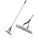 YEELOR Rechen für Stroh, 38,1 cm breit, verstellbarer Griff, verstellbarer...