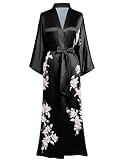 BABEYOND Damen Morgenmantel Kimono Blumen Zweig Gedruckt Maxi Lang Damen...