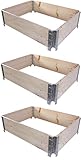 BigDean 3X Palettenrahmen für Hochbeet 80 x 60 x 20 cm = halbe Europalette -...
