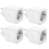HBN Smart WLAN-Steckdose mit Verbrauchsmessung, 4er Set Smart Home WiFi...