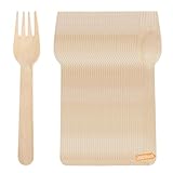 200 Stück Holzgabeln, Wiederverwendbar-Holzbesteck, Nachhaltiges Besteck,...