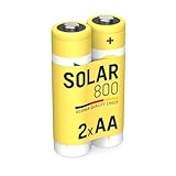 ANSMANN Solar Akku Mignon AA 800 mAh NI-MH 1,2V, 2 Stück, LR06,...