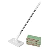 Wischmopp Mit 4 Waschbaren Mikrofasertüchern (100cm) | Trocken-/Nassreinigung...