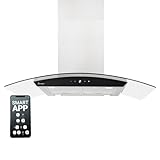 KKT KOLBE Dunstabzugshaube 90 cm | Inselhaube | Edelstahl | schwarzes Glas |...
