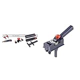 kwb LINE MASTER Präzisionslineal– 800-mm Länge, Universal-Führungsschiene, 10-teilig & Dübelprofi – universal Bohrschablone mit verstellbarenBohrlochgrößen,fürHolzdübelgeeignet,rutschfest,Ø44267mm