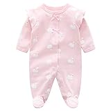 Baby Mädchen Overall Strampler Pyjama Baumwolle Schlafanzug Langarm Body 0-3...