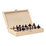 STIER Fräsersortiment, 15-teilig, 8 mm, Holzfräser, Fräser für Oberfräsen,...