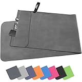 Pameil Fitness Handtuch mit Reißverschluss Tasche |120x50cm| Gym Mikrofaser...