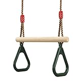 PELLOR Multifunktions Kinderholz Trapeze Schaukel mit Kunststoff Turnringe zum...