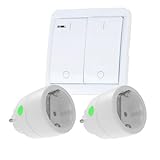 DIW Funk Stromspar-Set – 2x Funksteckdose + Doppel-Wandschalter mit 5-fach...