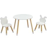 LEADZM Kindertisch mit 2 Stühlen, Kindersitzgruppe, Sitzgruppe für Kinder, mit...