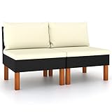 vidaXL 2X Eukalyptusholz Massiv Mittelsofa Sofa Lounge Gartensofa Einzelsofa...