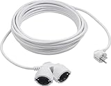 Meister Schutzkontakt-Verlängerung mit Doppelkupplung - 10 m Kabel - weiß -...
