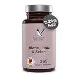 Biotin, Zink & Selen - 10000 µg Biotin, 10 mg Zink-Bisglycinat, 55 µg Selen -...