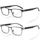 Amorays 2er-Pack Rechteck Lesebrille herren，Mode Komfortable Metallrahmen...