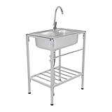 AOOUNGM Freistehende Edelstahl Spültisch, Freistehende Küchenspüle,...