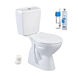 Stand-WC mit Taharet Keramik-Spülkasten Softclose WC-Sitz Toilette WC Senkrecht...