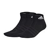 adidas Unisex Thin and Light Ankle Socks 3 Pairs, Black / White, 42-45