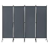 WOLTU Paravent 4 Teilig 224x182 cm Dunkelgrau, Raumteiler Freistehend Trennwand...