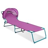 Northroad Sonnenliege mit Dach, Gartenliege Klappbar, Tragbar Strandliege mit...