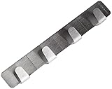 FACKELMANN 61280 Klebehakenleiste mit 4 Haken aus Edelstahl, silber, 16 x 2,6 x...