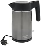 Bosch kabelloser Wasserkocher DesignLine TWK5P475, Ausgießen ohne Spritzer,...