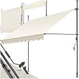 tectake® Klemmmarkise mit Handkurbel, Balkon Markise ohne Bohren, Markise...