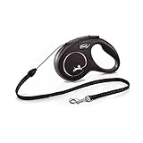 flexi® Classic S Seil 5 m schwarz, Roll-Leine für Hunde bis 12 kg