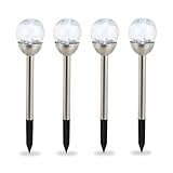 Relaxdays Gartenleuchte Glaskugel im 4er Set, wasserdichte LED Solarleuchten in...