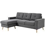 HOMCOM Ecksofa Stoffsofa in L-Form, Couchgarnitur in Leinenoptik, Eckgarnitur...